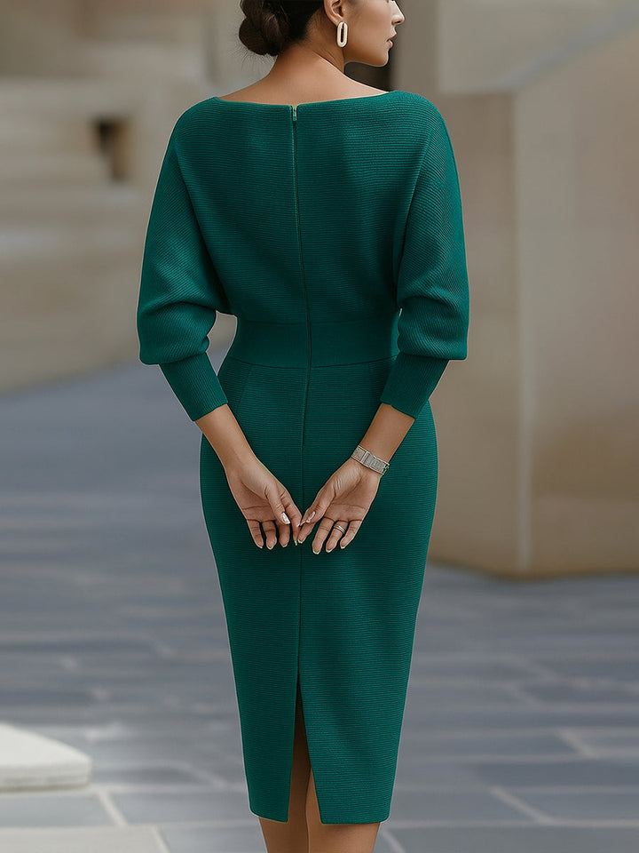 White Draped Batwing Midi Dress XYS