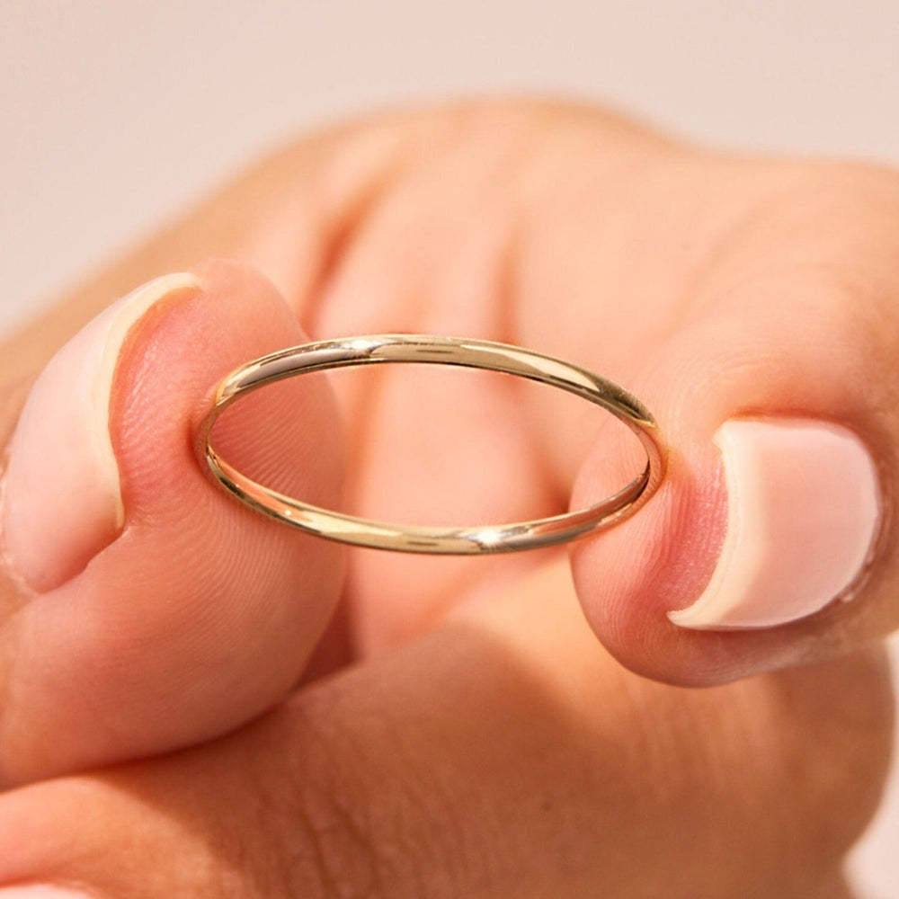 Simple 18k Gold Rose Gold Silver 1.5mm Thin Wedding Band Shineofdiamond