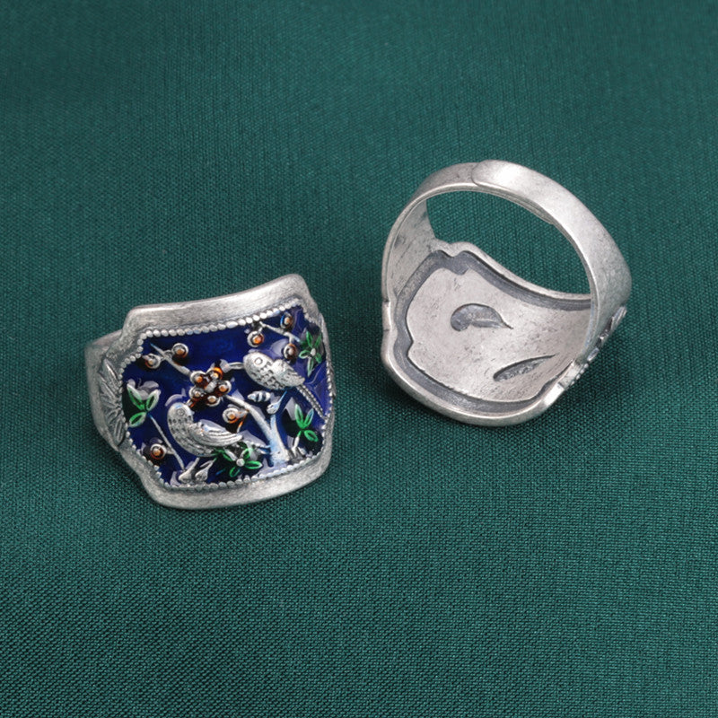 Vintage Flower Handmade Wide Adjustable Band in 925 Sterling Silver Shineofdiamond