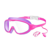 Wavlee kids swim goggles pink and purple with clear anti-fog lens, nose clip and ear plugs