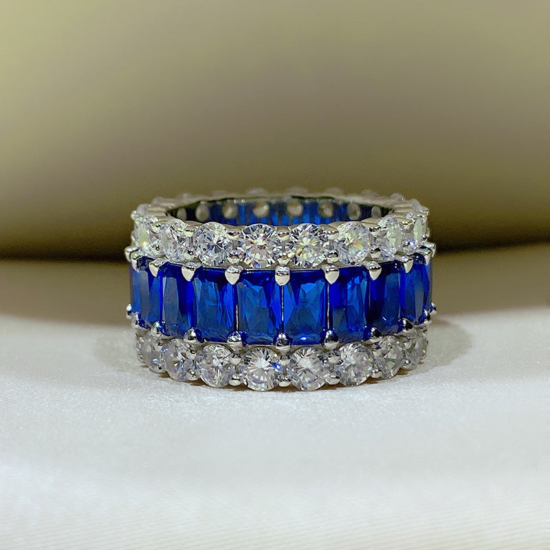 Gorgeous Triple Row Wedding Band in Sterling Silver shineofdiamond