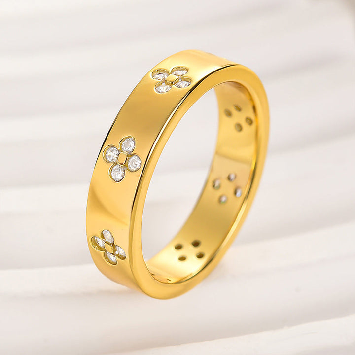 Golden Tone Art Carved Wedding Band shineofdiamond