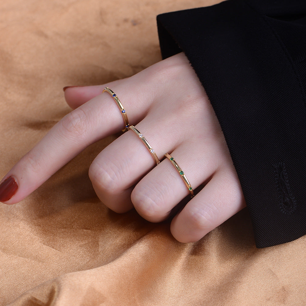 Stylish Golden Tone Wedding Band with Gemstone Accents Shineofidamond