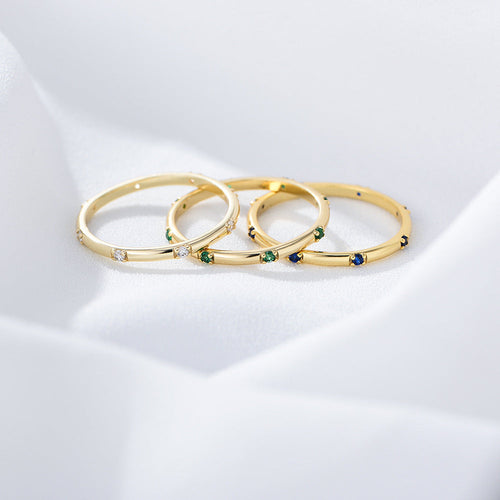 Stylish Golden Tone Wedding Band with Gemstone Accents Shineofidamond