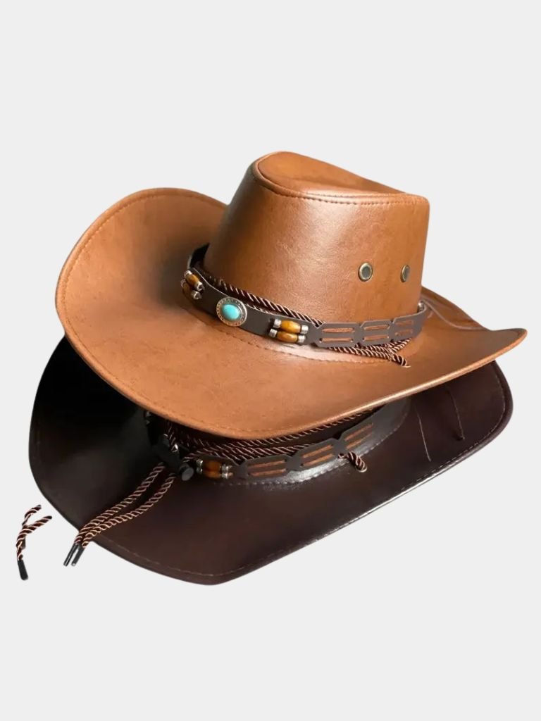 Western Cowboy Leather Hat - Casa  Laro CASA LARO