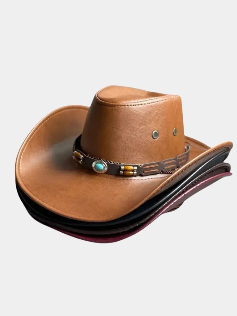 Western Cowboy Leather Hat - Casa  Laro CASA LARO