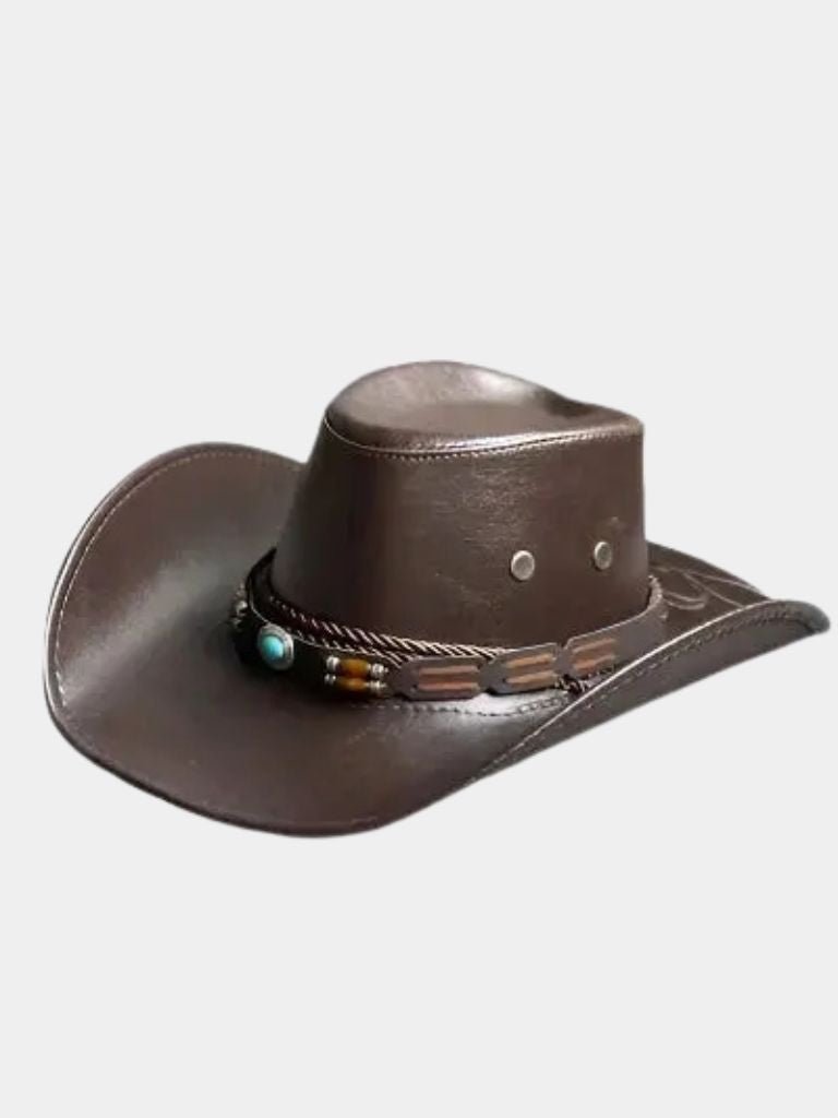Western Cowboy Leather Hat - Casa  Laro CASA LARO