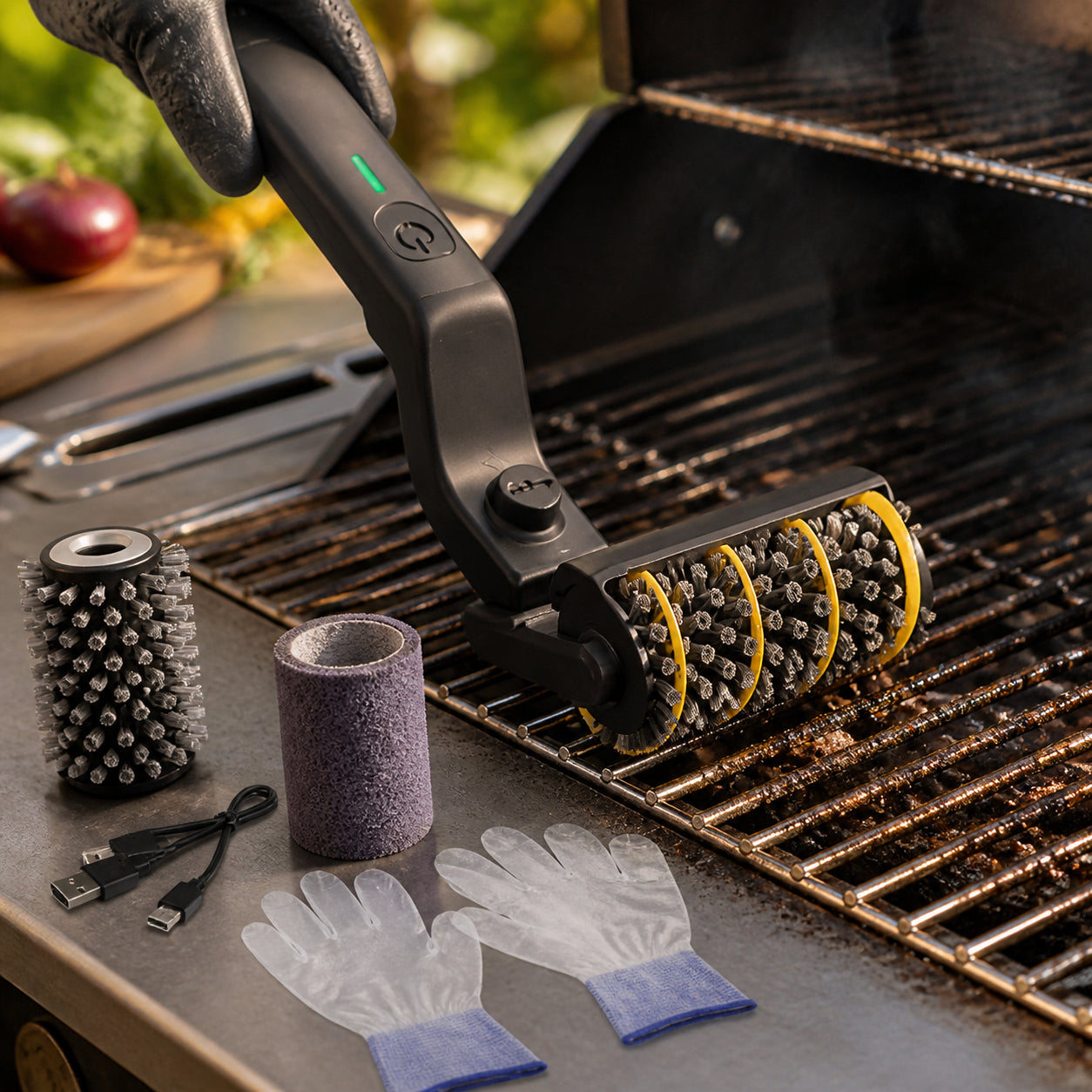 Brasen electric grill scraper on a grill