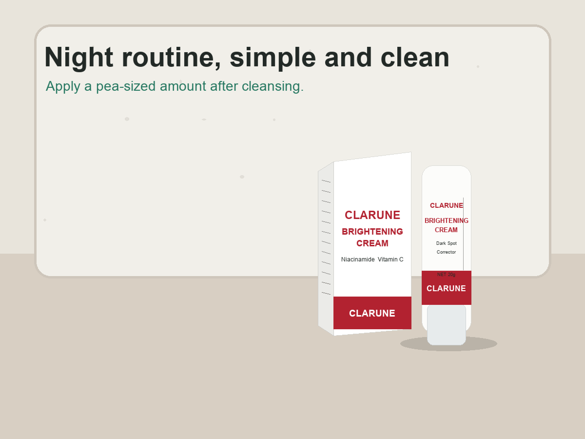 Clarune cream in a simple nightly skincare routine