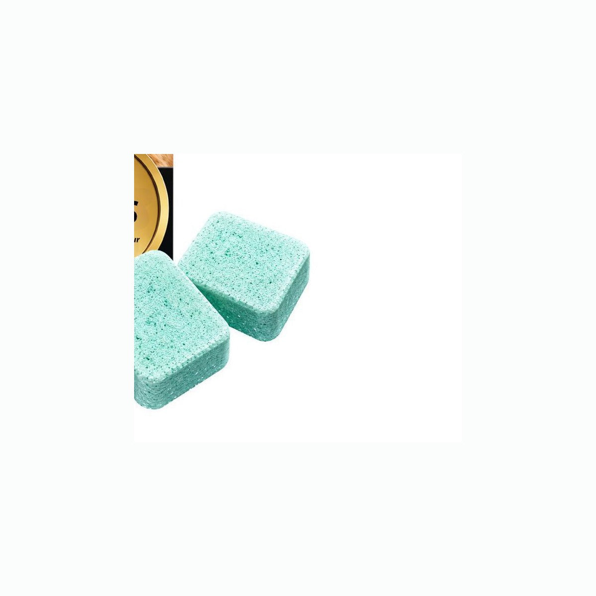 Blue washer cleaner tablets close up
