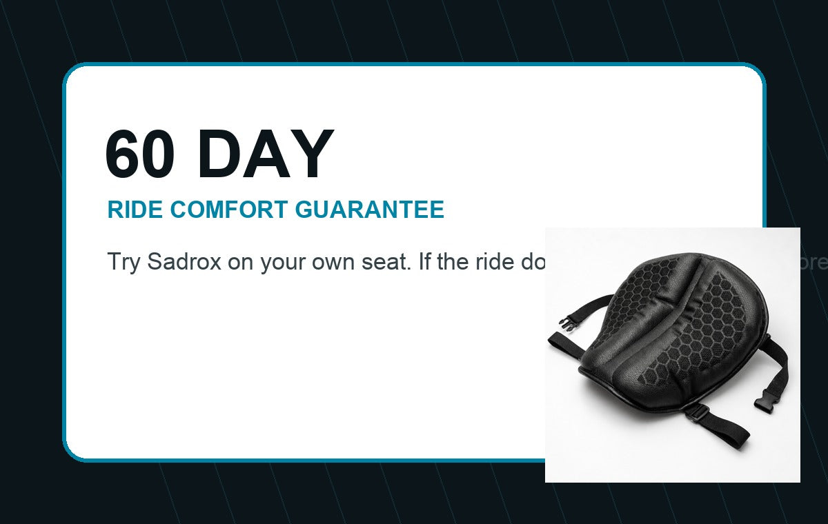 Sadrox 60 day ride comfort guarantee card