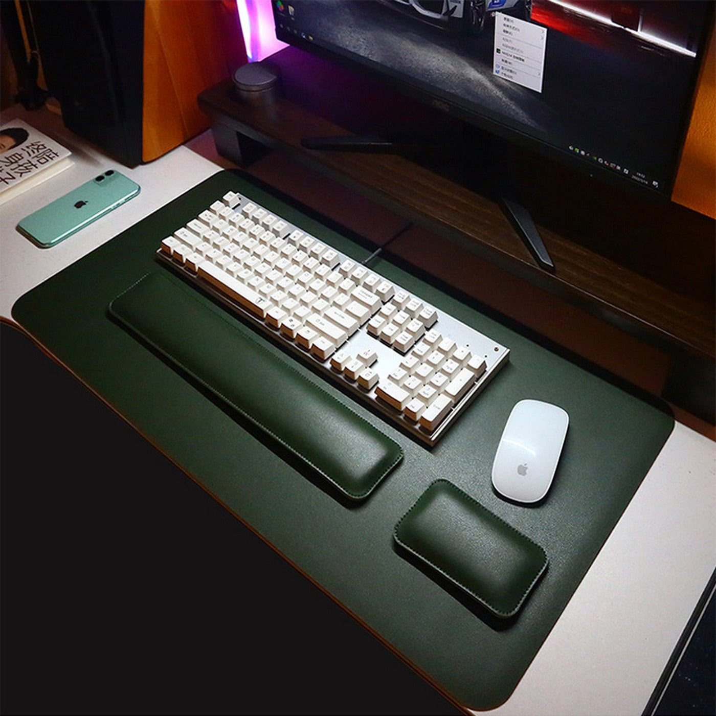 Zentora desk mat set with wrist supports in a clean workspace