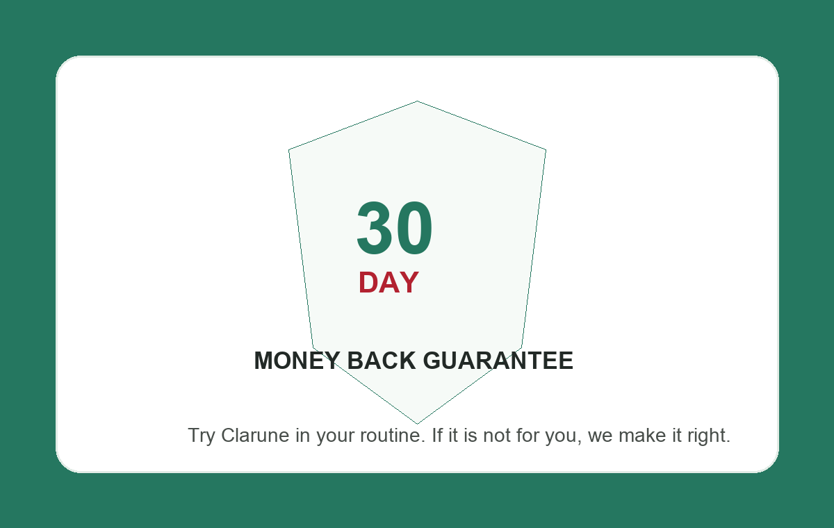 Clarune 30 day money back guarantee seal