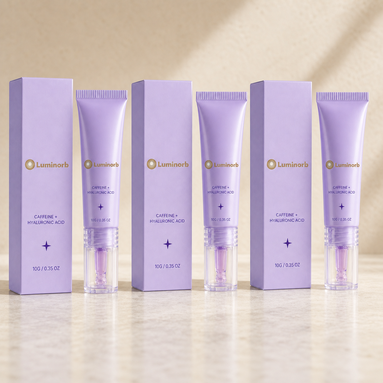 Three-tube Luminorb set with exactly three roller tubes and three cartons