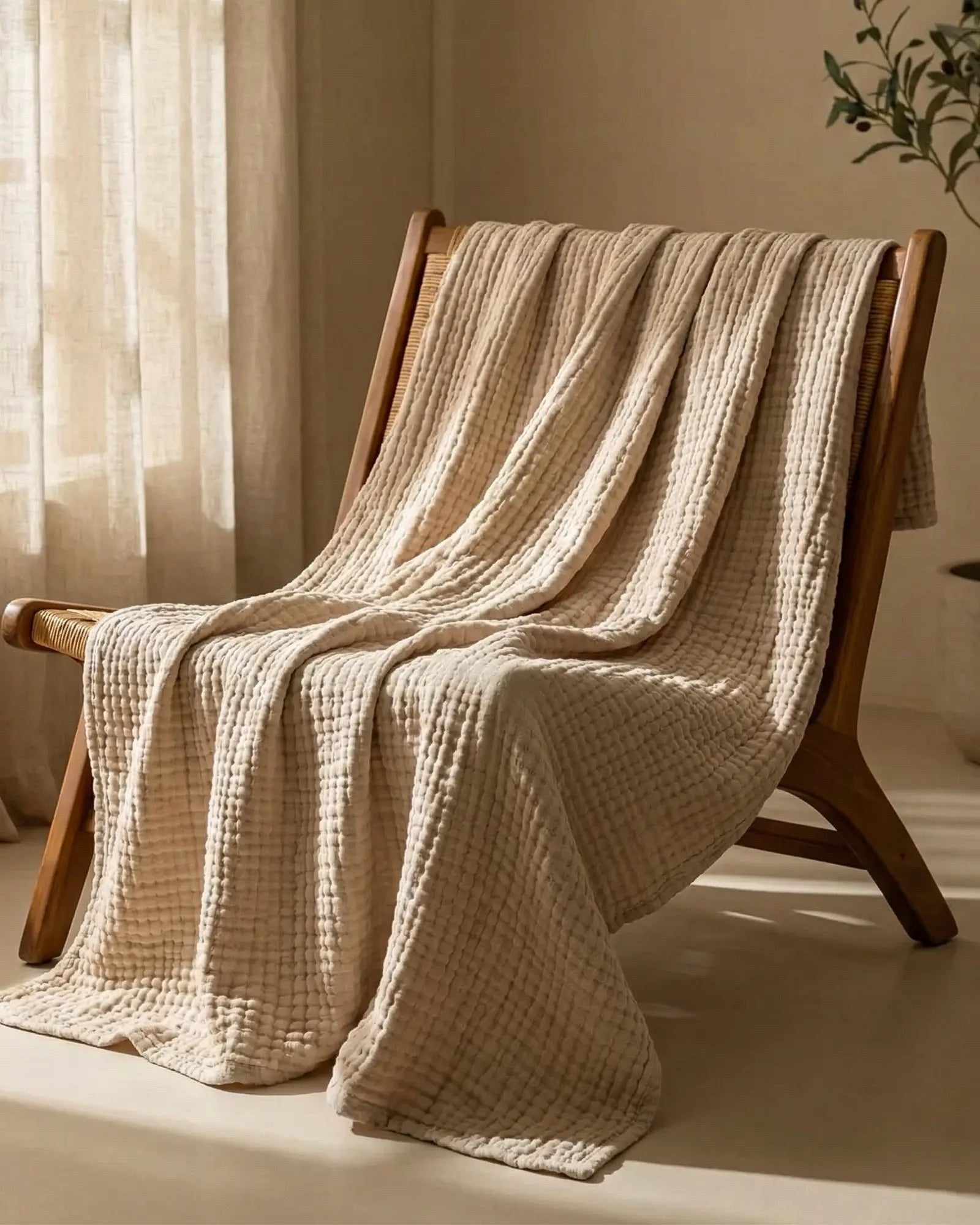 Morvelle blanket on a lounge chair